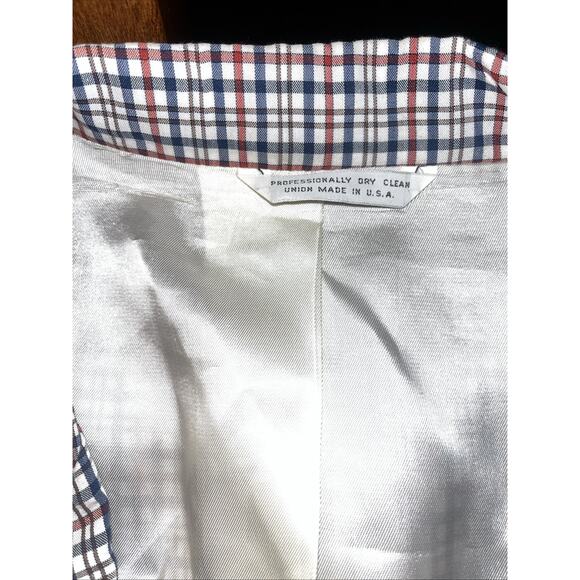 Vintage Plaid Red White Blue Sport Jacket Blazer - Picture 3 of 8